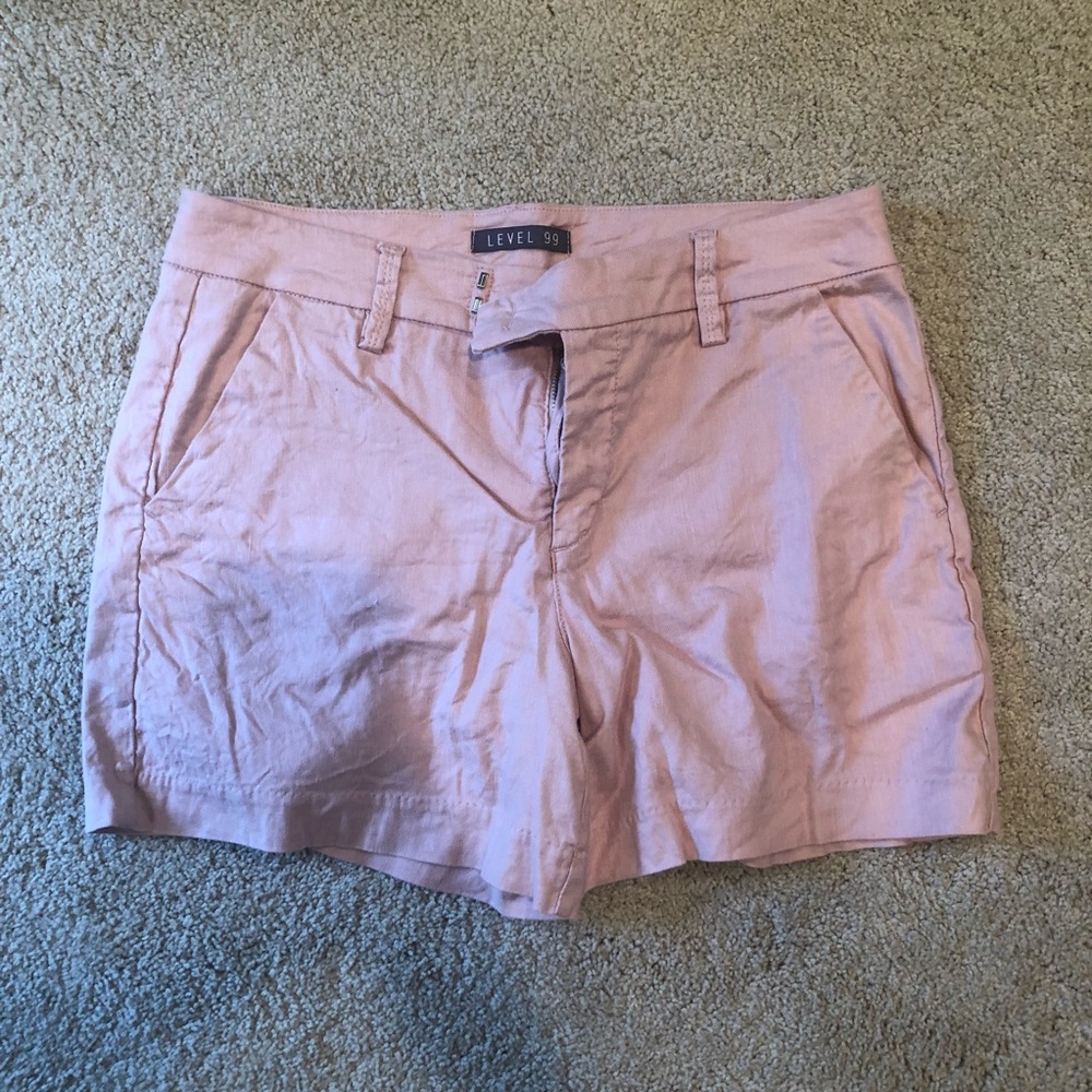 Level 99 Pink Linen Shorts